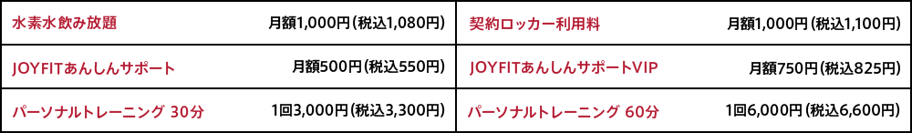 オプション料金