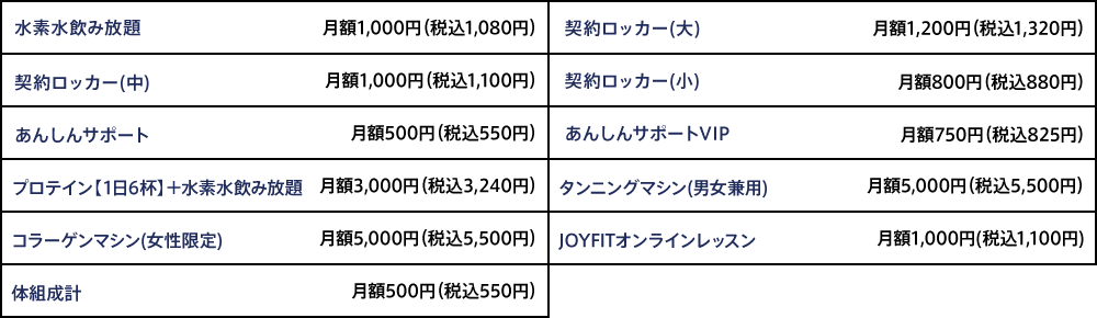 オプション料金
