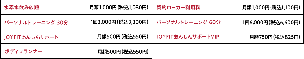 オプション料金