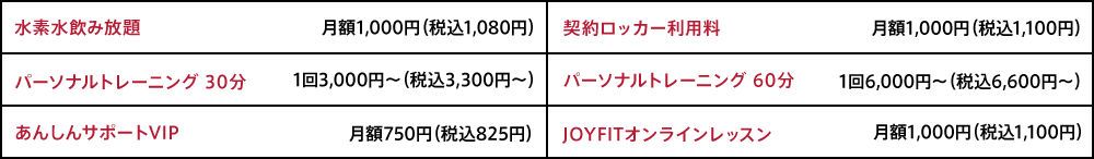 オプション料金
