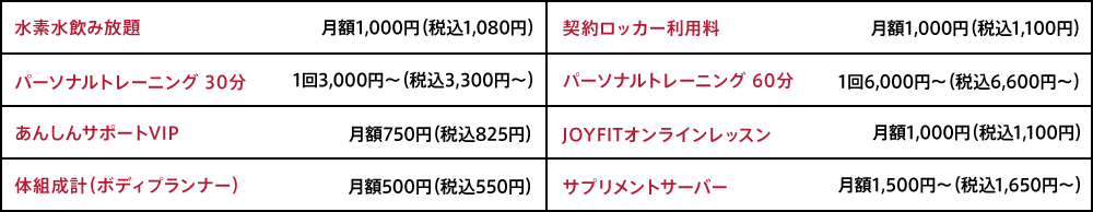 オプション料金