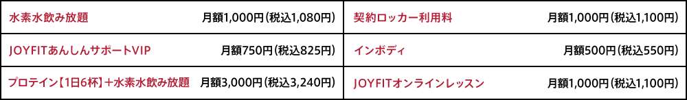 オプション料金