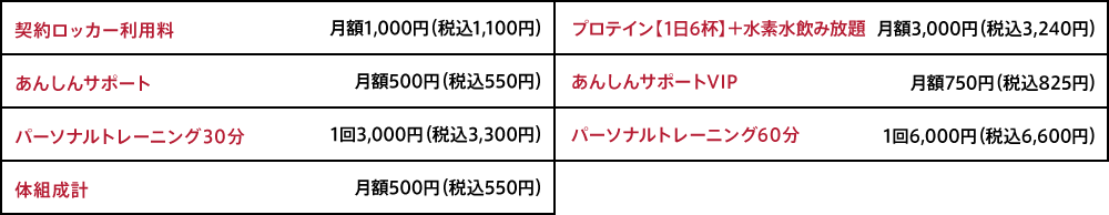 オプション料金