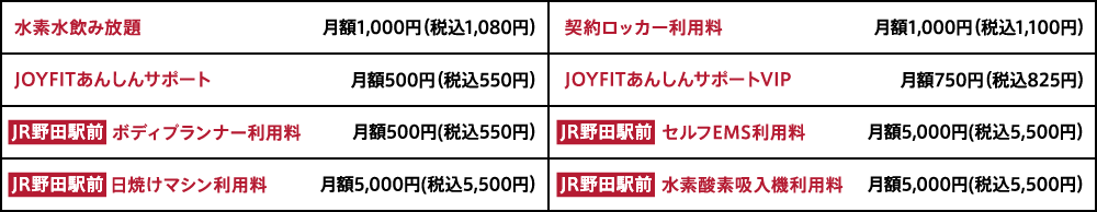 オプション料金