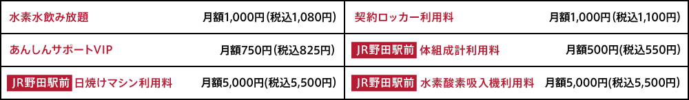オプション料金