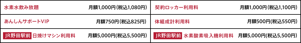 オプション料金