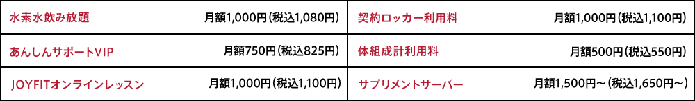 オプション料金