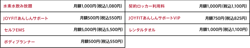 オプション料金