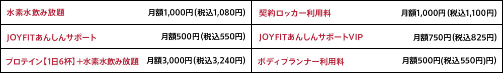 オプション料金