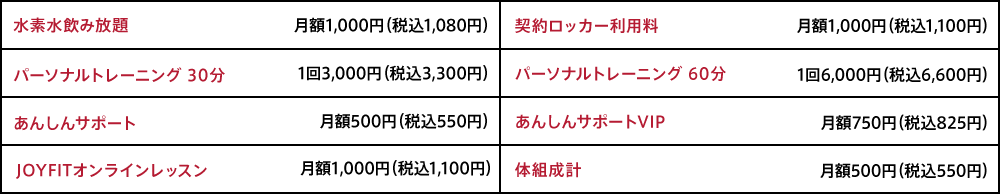 オプション料金
