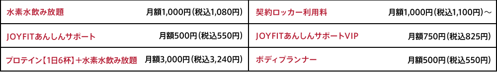 オプション料金