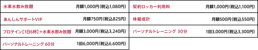 オプション料金