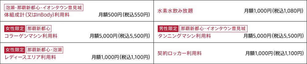 オプション料金